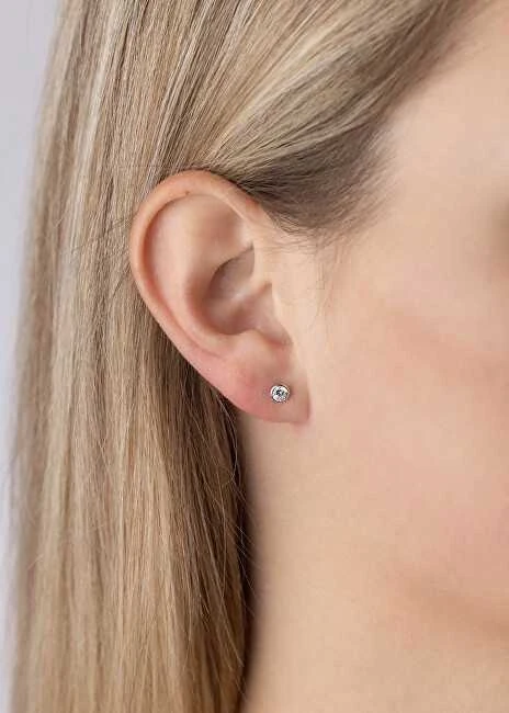 Sidabriniai auskarai „Jenis“ su blizgančiais cirkoniais, 4 mm, SILVEGOB70604SBDW