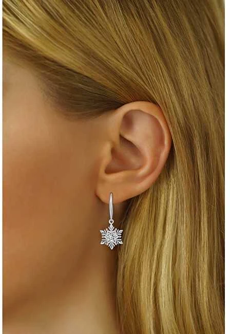 Silvego Elegant Sidabrinis Earrings Snowflake JJJE0811sw