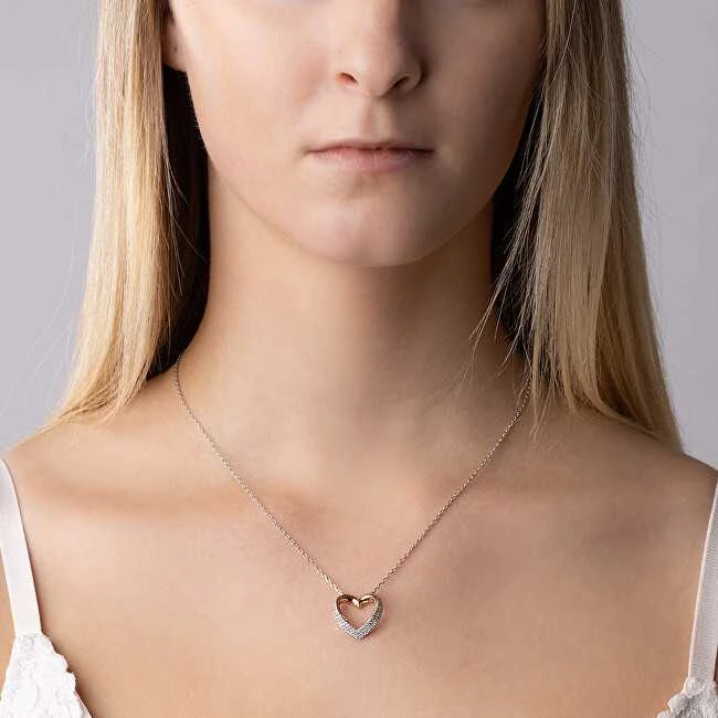 Silvego Sidabrinis bicolor pakabukas Heart with zircons LPS0243R