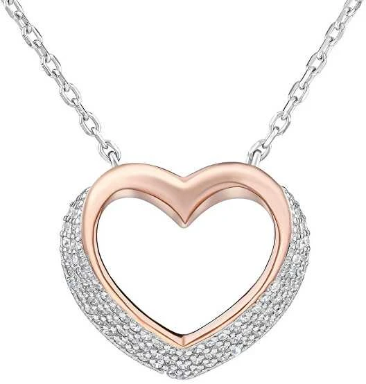 Silvego Sidabrinis bicolor pakabukas Heart with zircons LPS0243R