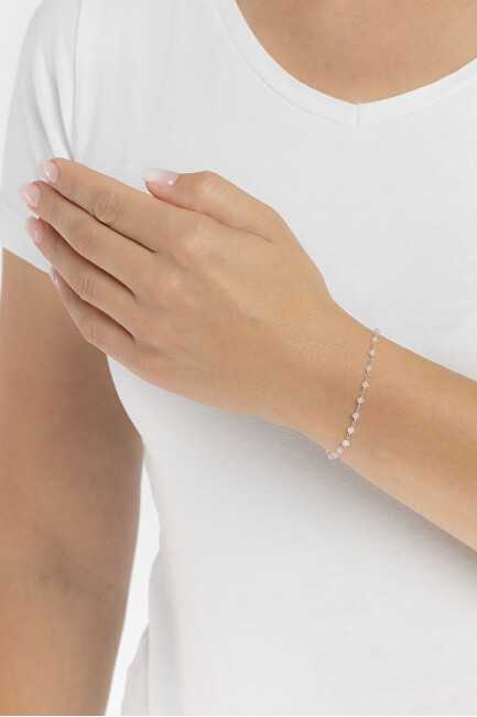 Silvego Sidabrinis bracelet with genuine Arika rose auksinis 2mm INS1007BRQ