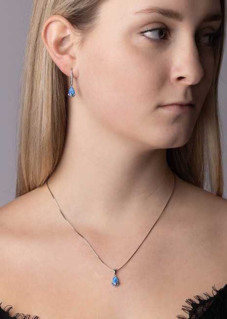 Silvego Sidabrinis Clarissa Pendant with Mėlyna Opal and Brilliance Zirconia JJJ1267PB