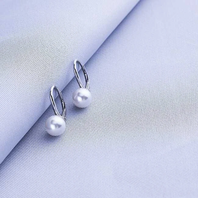 Silvego Sidabrinis auskarai su baltais Swarovski ® Crystals perlu VSW018ELPS