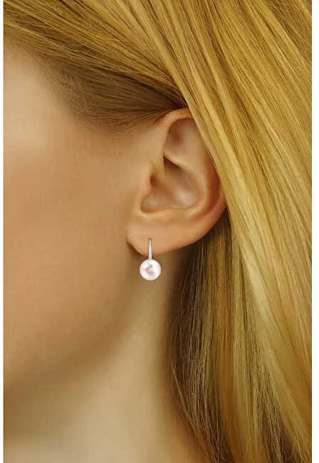 Silvego Sidabrinis auskarai su šviesiai rožiniu perlu Swarovski ® Crystals VSW015ELPS