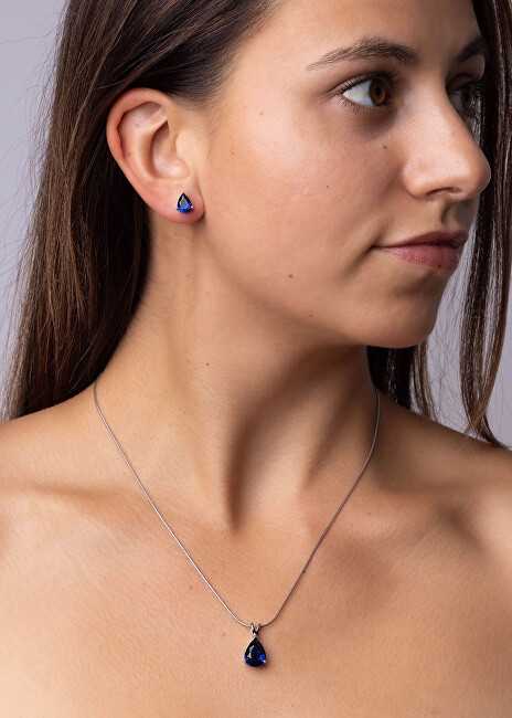 Silvego Sidabrinis set with dark mėlynas crystal glass JJJS4TM5 (earrings, pendant)