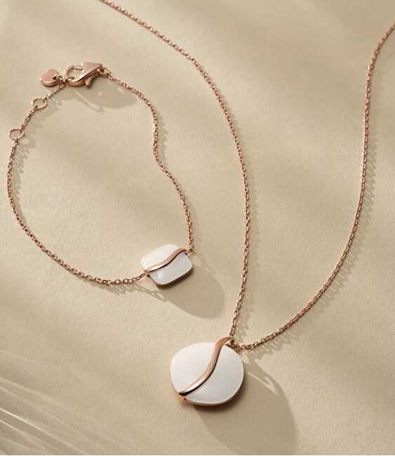 Skagen Žavingas bronzinis karoliai su baltu Sofie Sea Glass stiklu SKJ1813791