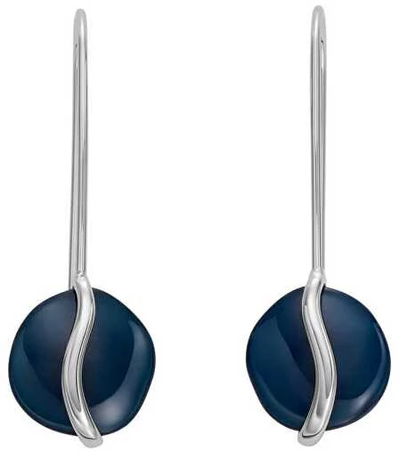 Skagen Madingi plieno auskarai su mėlynu stiklu Sea Glass SKJ1812040