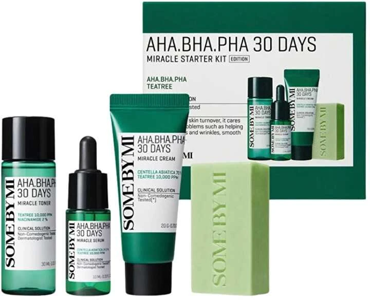 Kosmetikos rinkinys SOME BY MI AHA-BHA-PHA 30 DAYS MIRACLE STARTER KIT [Cleansing Bar 30g, Toneris 30ml, Serum 10ml, Kreminis 20g]