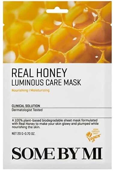SOME BY MI Brightening Mask Real Honey - maitinanti ir skaistinanti lakštinė kaukė su medaus ekstraktu, 20 g