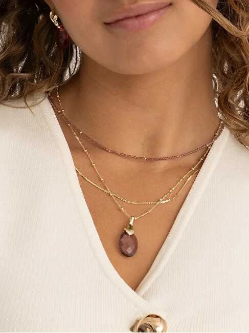 Sparkling Violetinė kvarco karoliukais papuošta karoliai NLK04G-G59