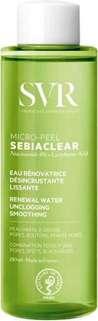 SVR Sebiaclean Micro-Peel atkimštų, lyginamųjų ir atnaujinančių spuogų valiklis Vanduo, 150 ml