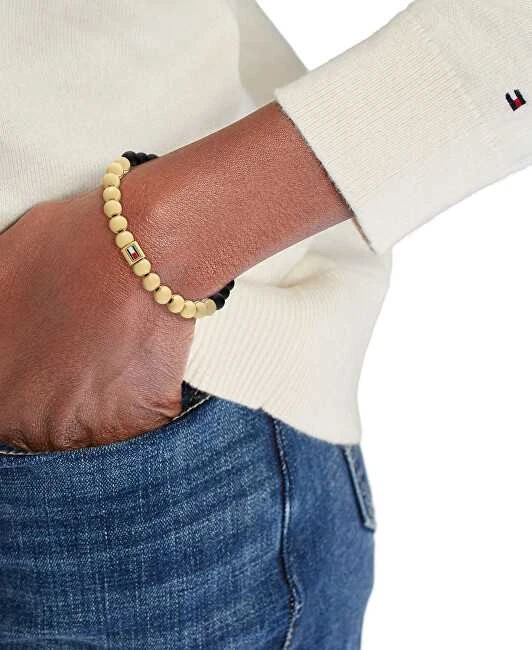 Tommy Hilfiger Karoliukų apyrankė su onikso pusbrangiais karoliukais 2780961