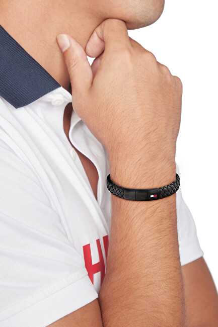 Tommy Hilfiger Pintinė odinė apyrankė su plienine sagtimi 2790662
