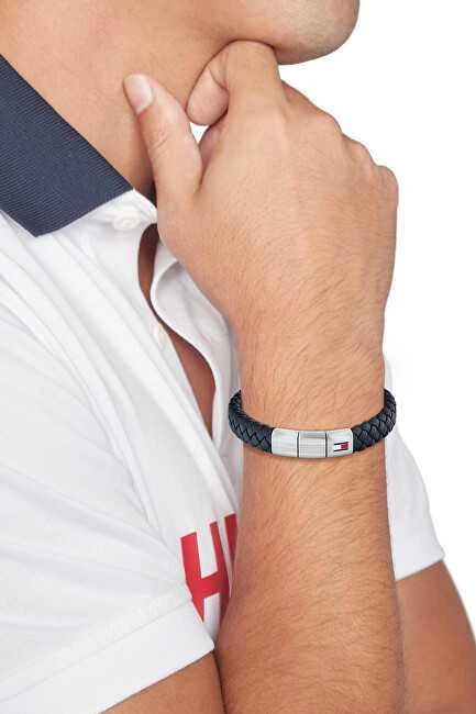 Tommy Hilfiger Ruda odinė apyrankė su paauksuota sagtimi 2790671