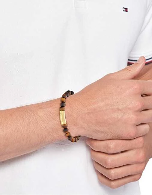 Tommy Hilfiger Nesenstanti tigro akies apyrankė su karoliukais 2790582