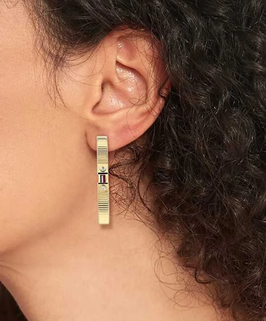 Tommy Hilfiger Stulbinantys auksu padengti žiedai su kristalais „Stripes 2781050“