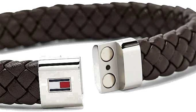 Tommy Hilfiger Tamsiai ruda odinė apyrankė su plieniniu užsegimu 2790330