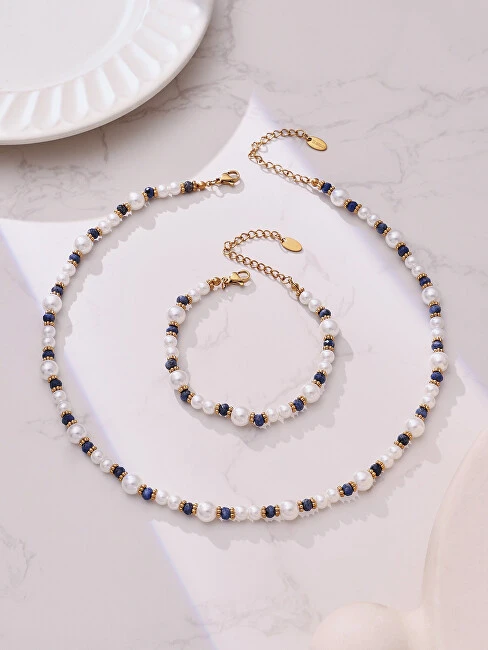 Troli Beaded bracelet with synthetic pearls Gold