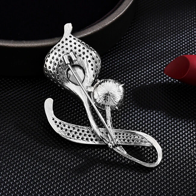 Troli Beautiful brooch with mėlynas crystals Sidabrinis