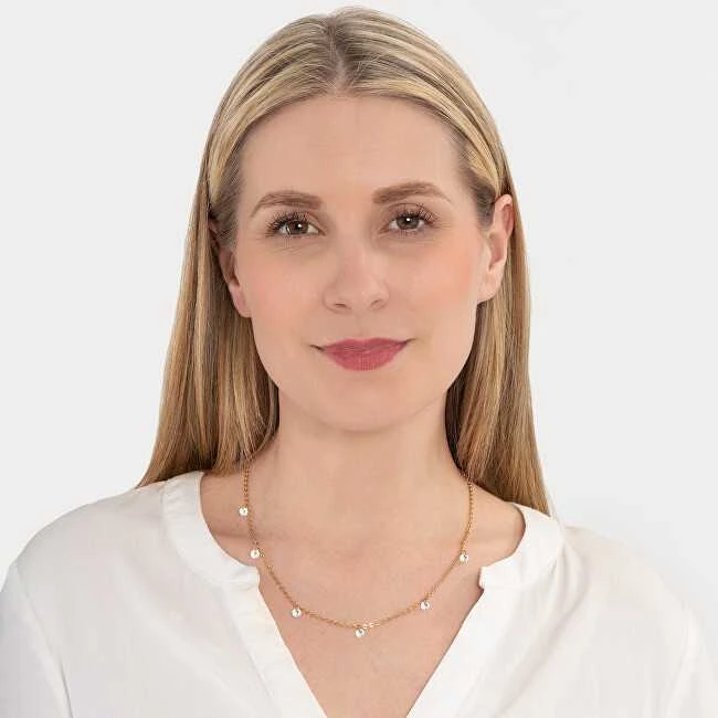 Troli Blizgantis auksu dengtas karoliai su briaunuotais kristalais