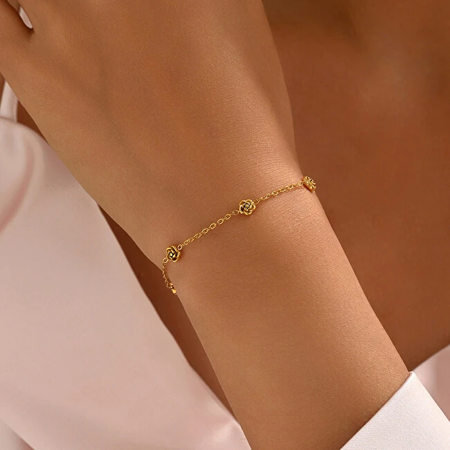 Troli Delicate steel bracelet with flowers Sidabrinis
