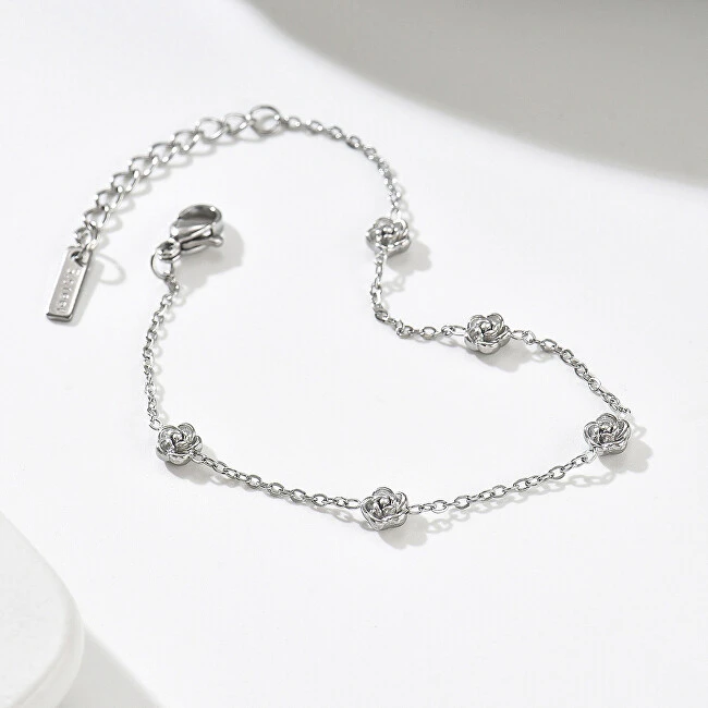 Troli Delicate steel bracelet with flowers Sidabrinis