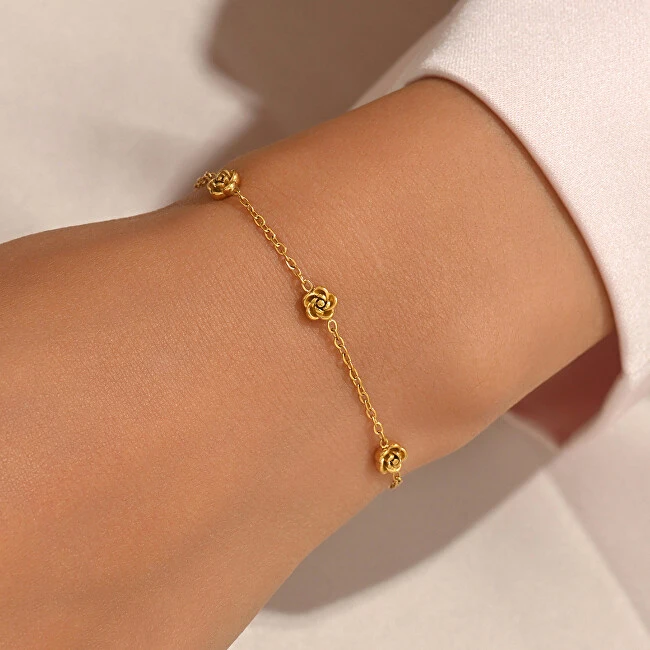 Troli Delicate steel bracelet with flowers Sidabrinis