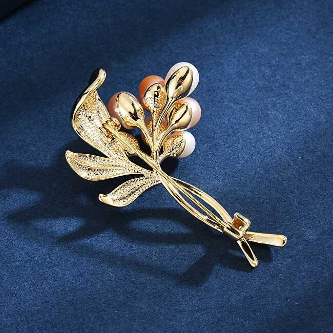 Troli Elegantiška auksuota segė su natūraliais perlais Šaka Gold