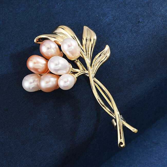 Troli Elegantiška auksuota segė su natūraliais perlais Šaka Gold