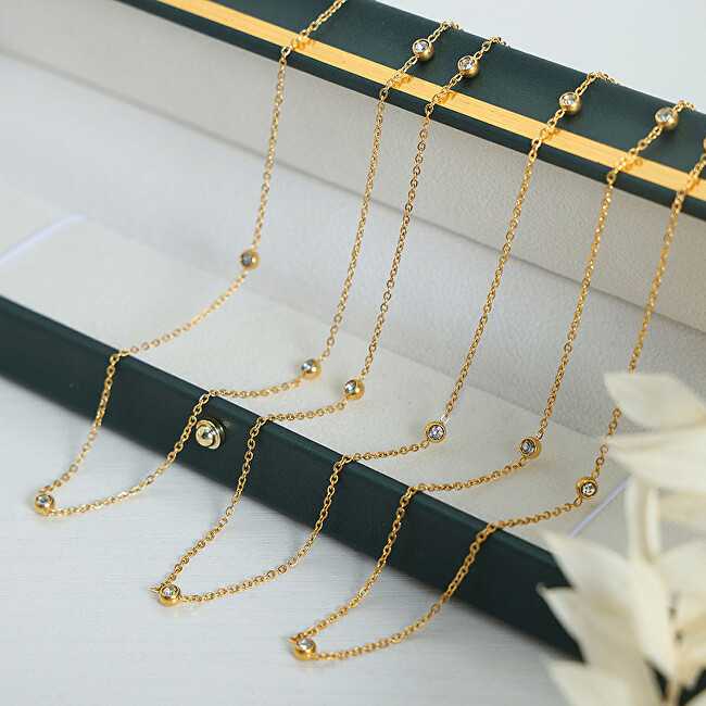Troli Elegantiškas paauksuotas karoliai su cirkoniais VAAXP1692G