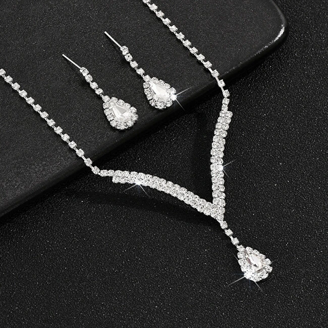 Troli Elegant jewelry set with crystals Drop (pakabukas, earrings)