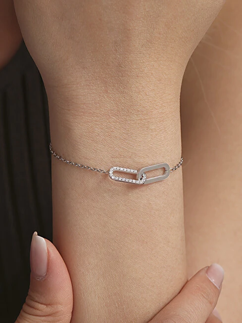 Troli Elegant steel bracelet with zircons Sidabrinis