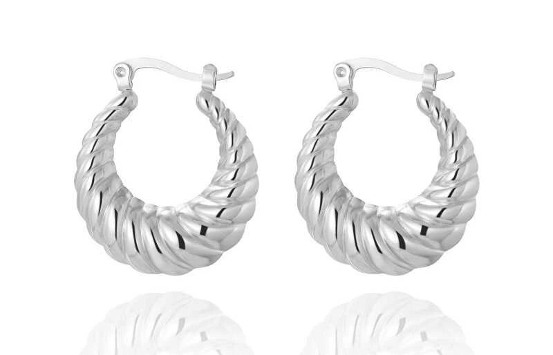 Troli Elegant steel hoop earrings