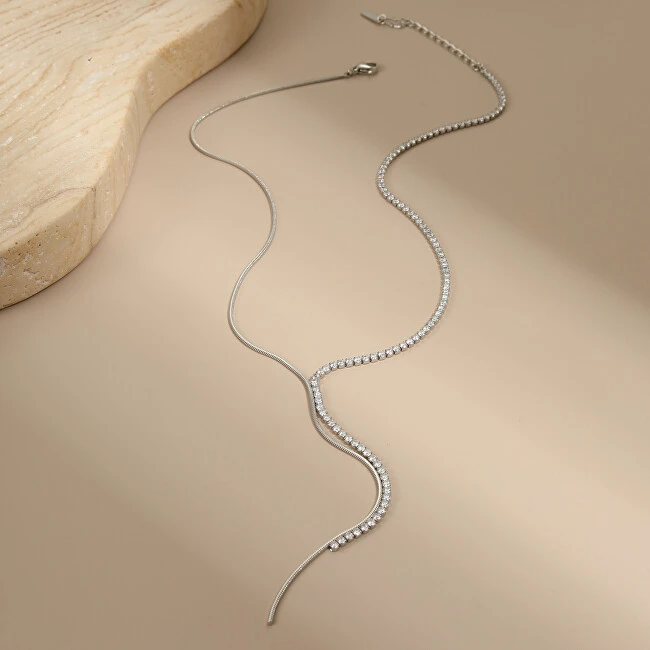 Troli Elegant steel pakabukas with zircons Y Sidabrinis