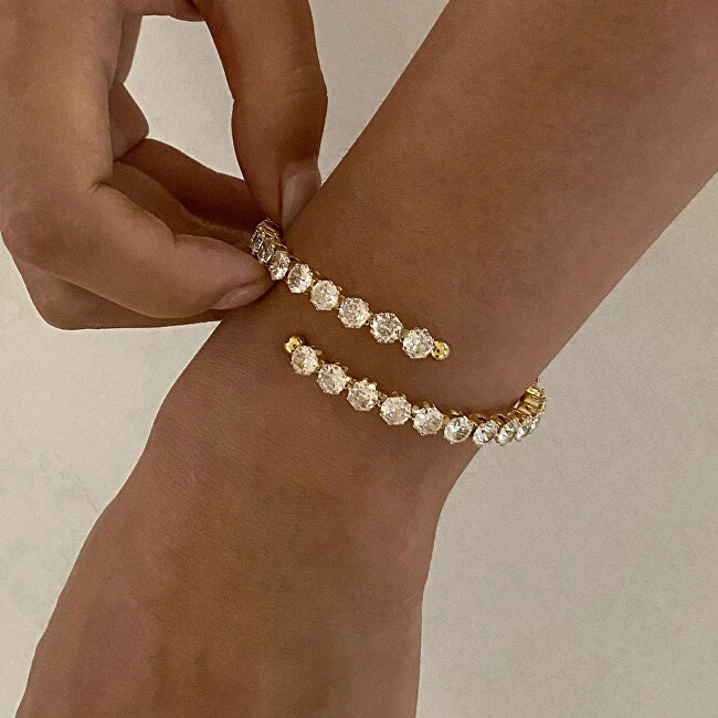 Troli Glittering adjustable bracelet with zircons Gold