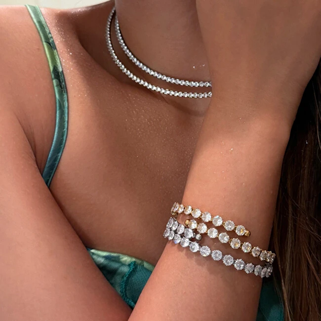 Troli Glittering adjustable bracelet with zircons Gold