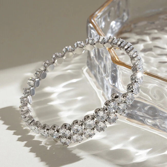 Troli Glittering adjustable bracelet with zircons Sidabrinis