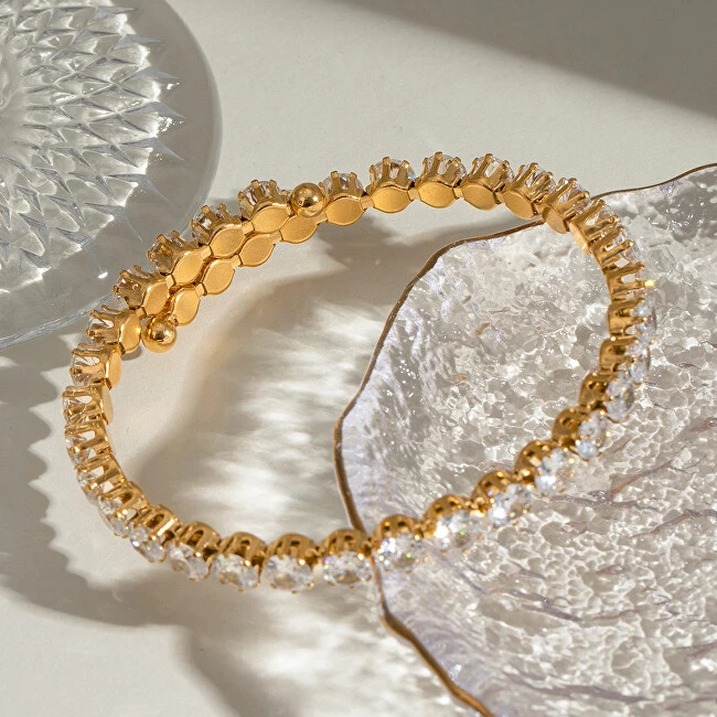 Troli Glittering adjustable bracelet with zircons Gold
