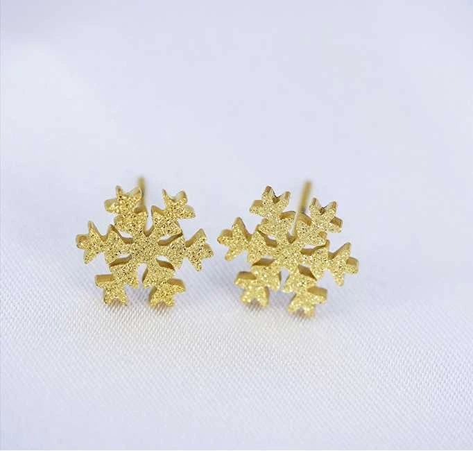 Troli Blizgantys auksu padengti auskarai „Snowflake KE-013“