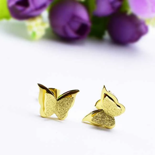 Troli Paauksuotas drugelio auskaras Metalinis drugelis KES-048-GOLD