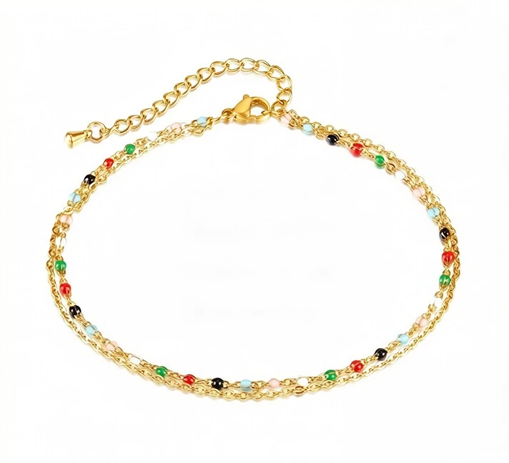 Troli Gold-plated double bracelet with colorful beads