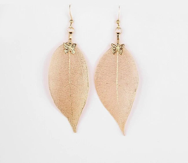 Troli Gold-plated earrings Laurel leaves with a bow tie Laurel