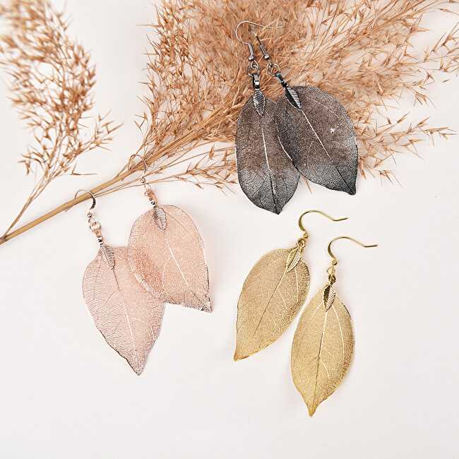 Troli Gold-plated earrings Laurel leaves