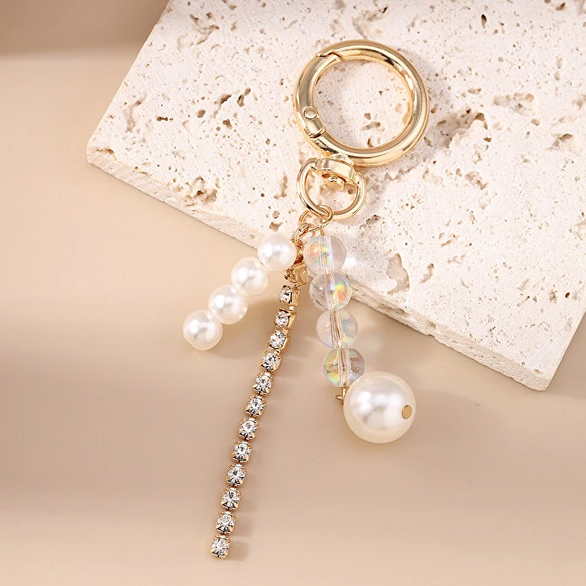 Troli Gold-plated pendant with crystals and synthetic pearls