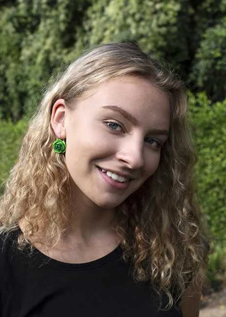 Troli Žali kabantys auskarai Gėlės Cool Žalias