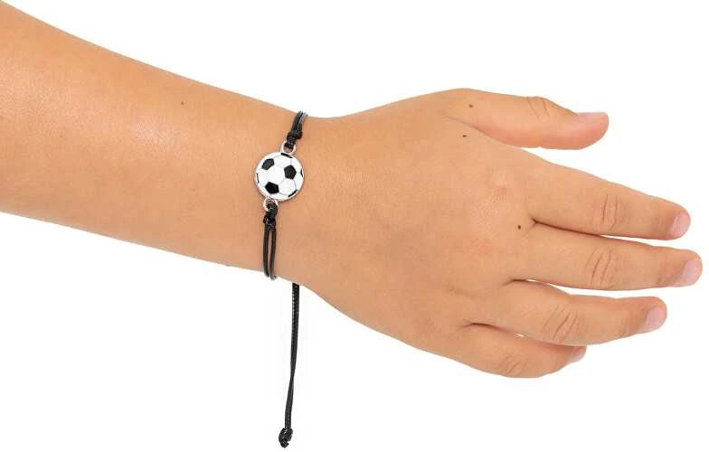 Troli Juoda tekstilinė apyrankė Futbolo kamuolys