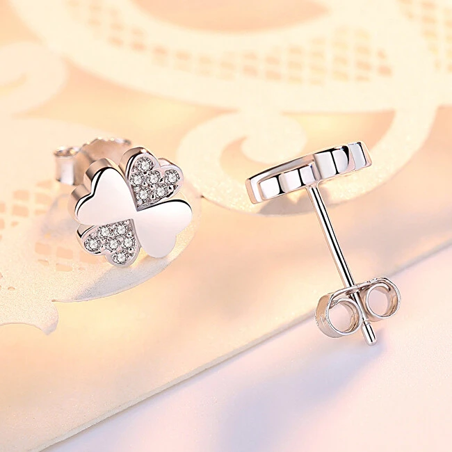 Troli Lucky earrings Four-leaf clover with zircons