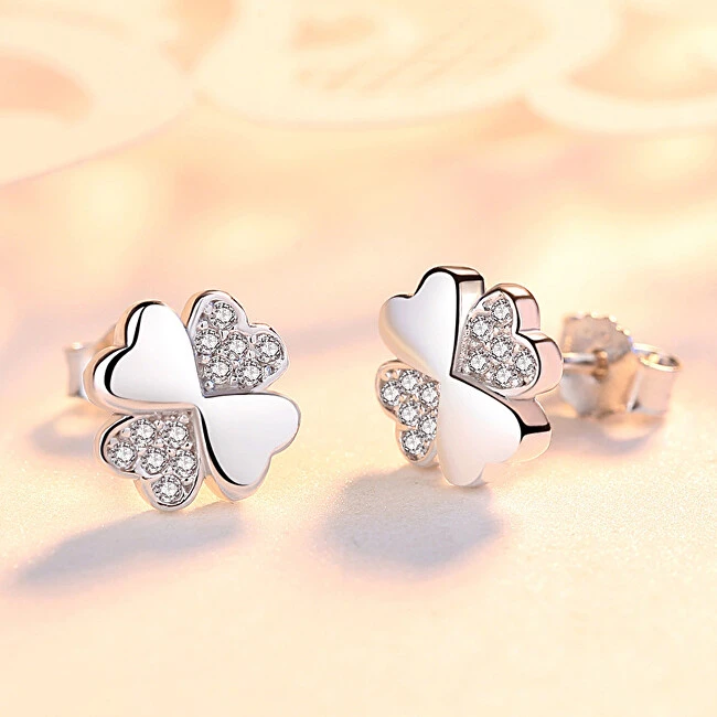 Troli Lucky earrings Four-leaf clover with zircons