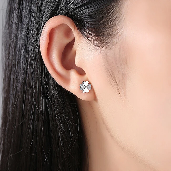 Troli Lucky earrings Four-leaf clover with zircons
