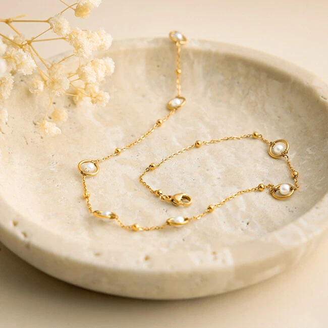 Troli Matching auksinis-plated pakabukas with synthetic pearls Gold